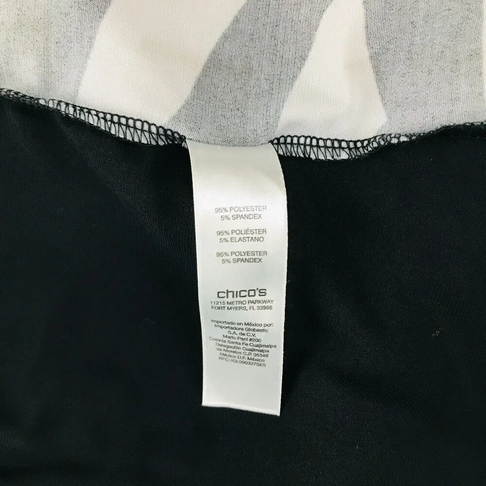 Chico's Easywear 3 Women's 16 Cardigan Black White Zebra Slinky Open Draped CN20